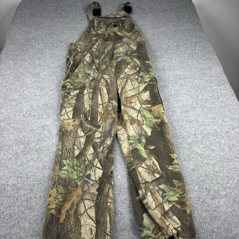 Liberty Realtree Camo Overalls Mens Fits 44x31 Bib Coveralls Cargo Hunting EUC